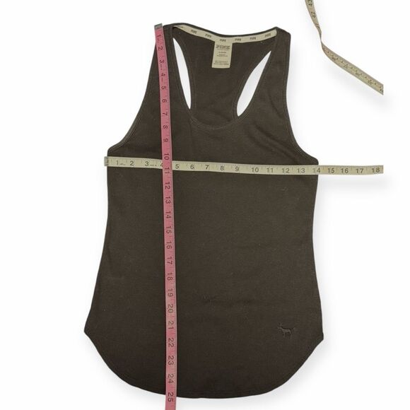PINK VICTORIA’S SECRET Women’s Black Ribbed Racerback Sleep Tank Size Medium - Picture 4 of 4